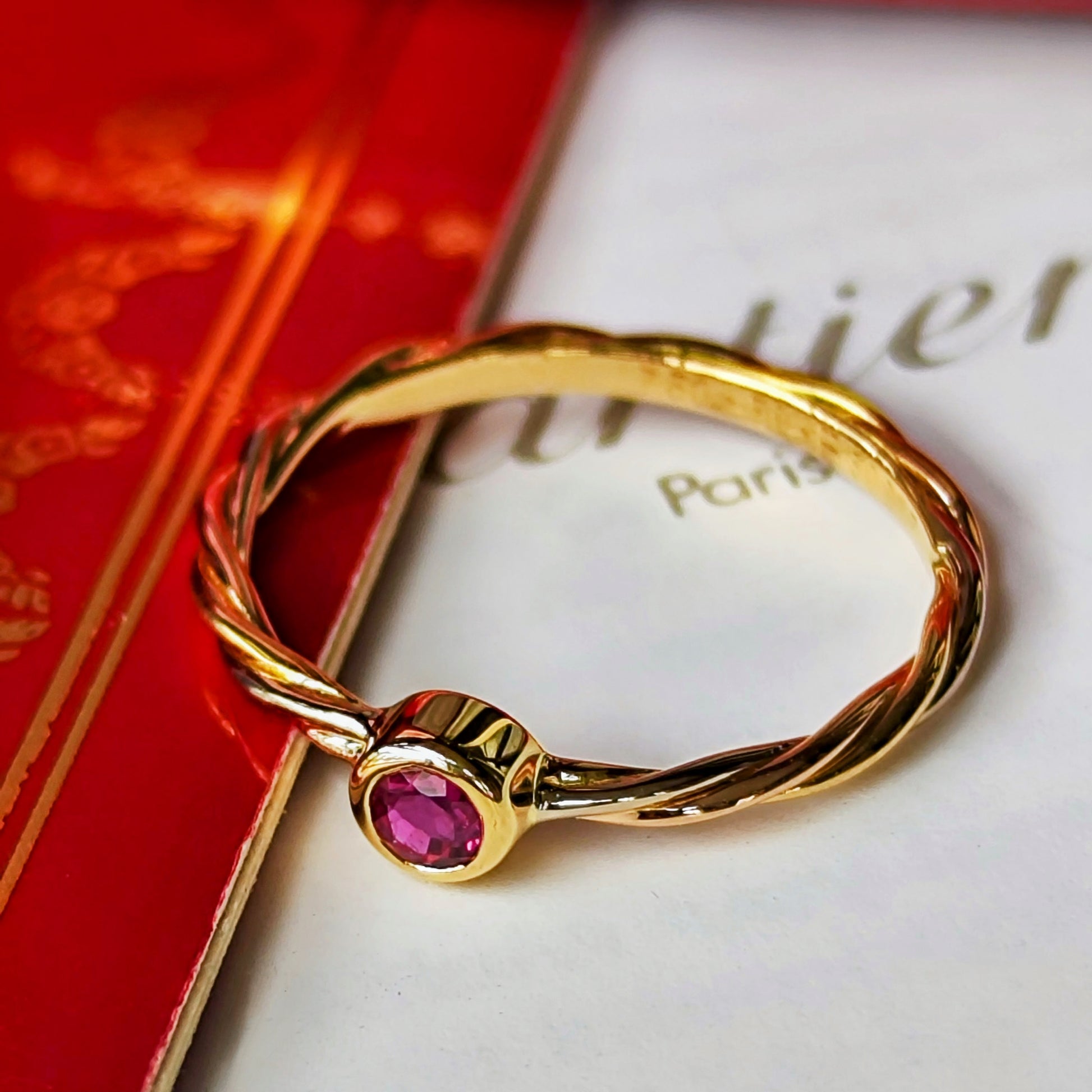 Cartier カルティエ スリーカラーツイストリング ルビー 50