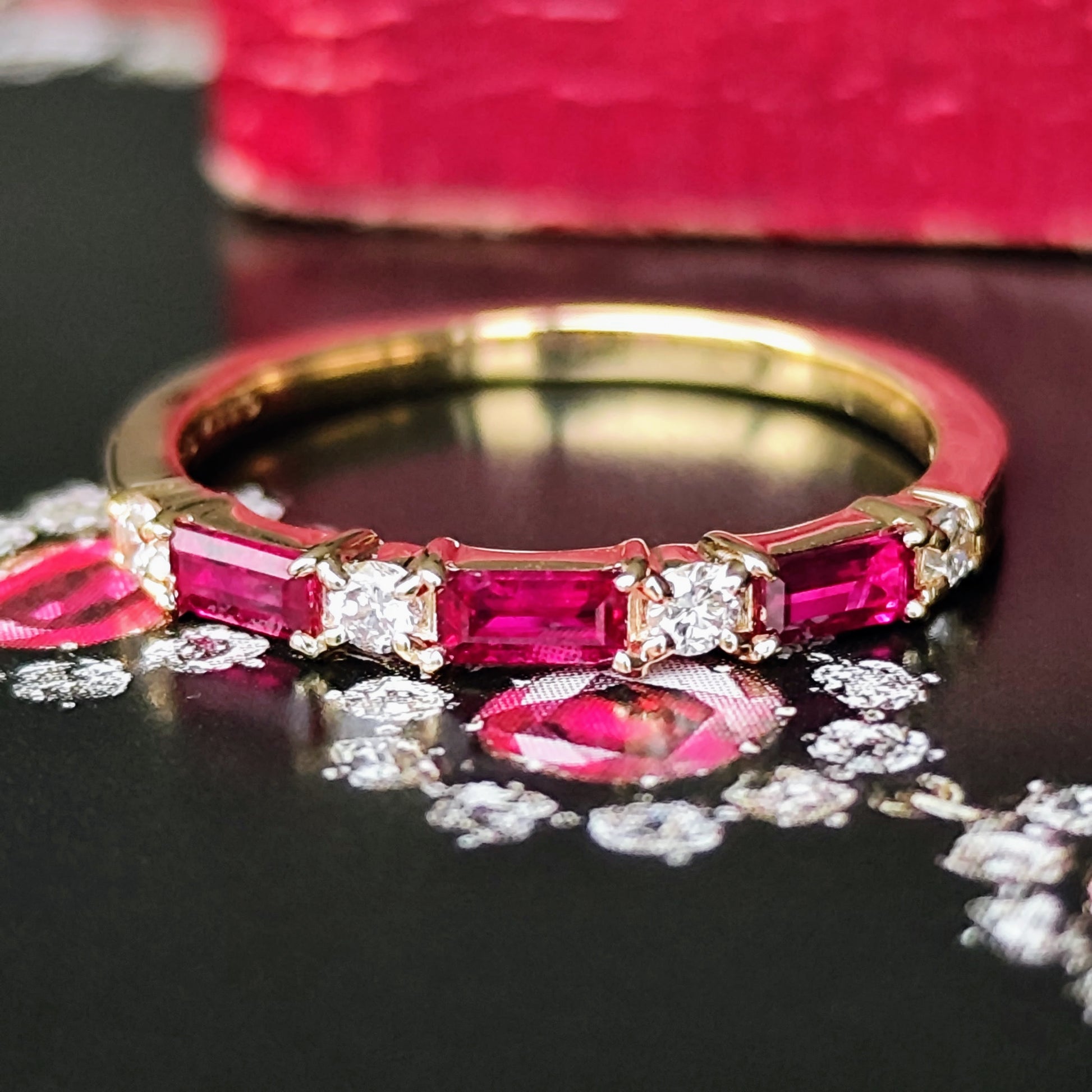 【非加熱 ピジョンブラッド】天然ルビー 天然ダイヤモンド 18金リング