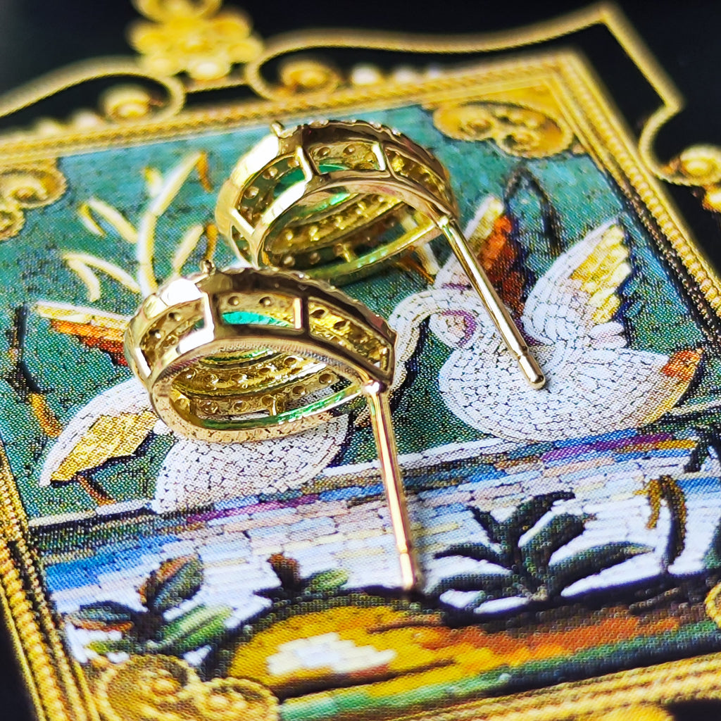 天然エメラルド 天然ダイヤモンド 18金ピアス