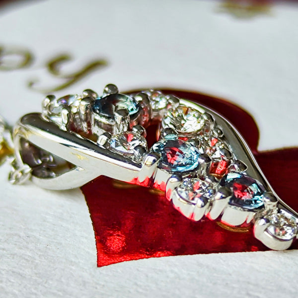 天然アレキサンドライト 天然ダイヤモンド ネックレス