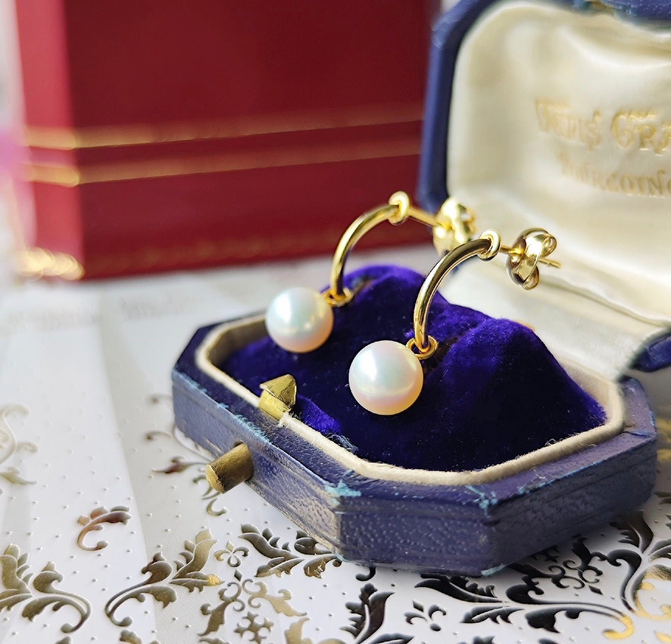 MIKIMOTO ミキモト あこや真珠 18金フープピアス