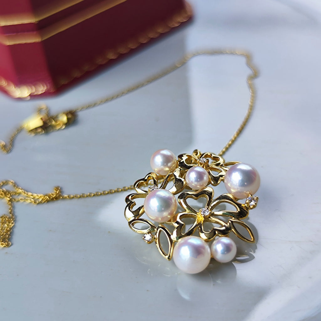 MIKIMOTO ミキモト あこや真珠 天然ダイヤモンド ペンダントトップ