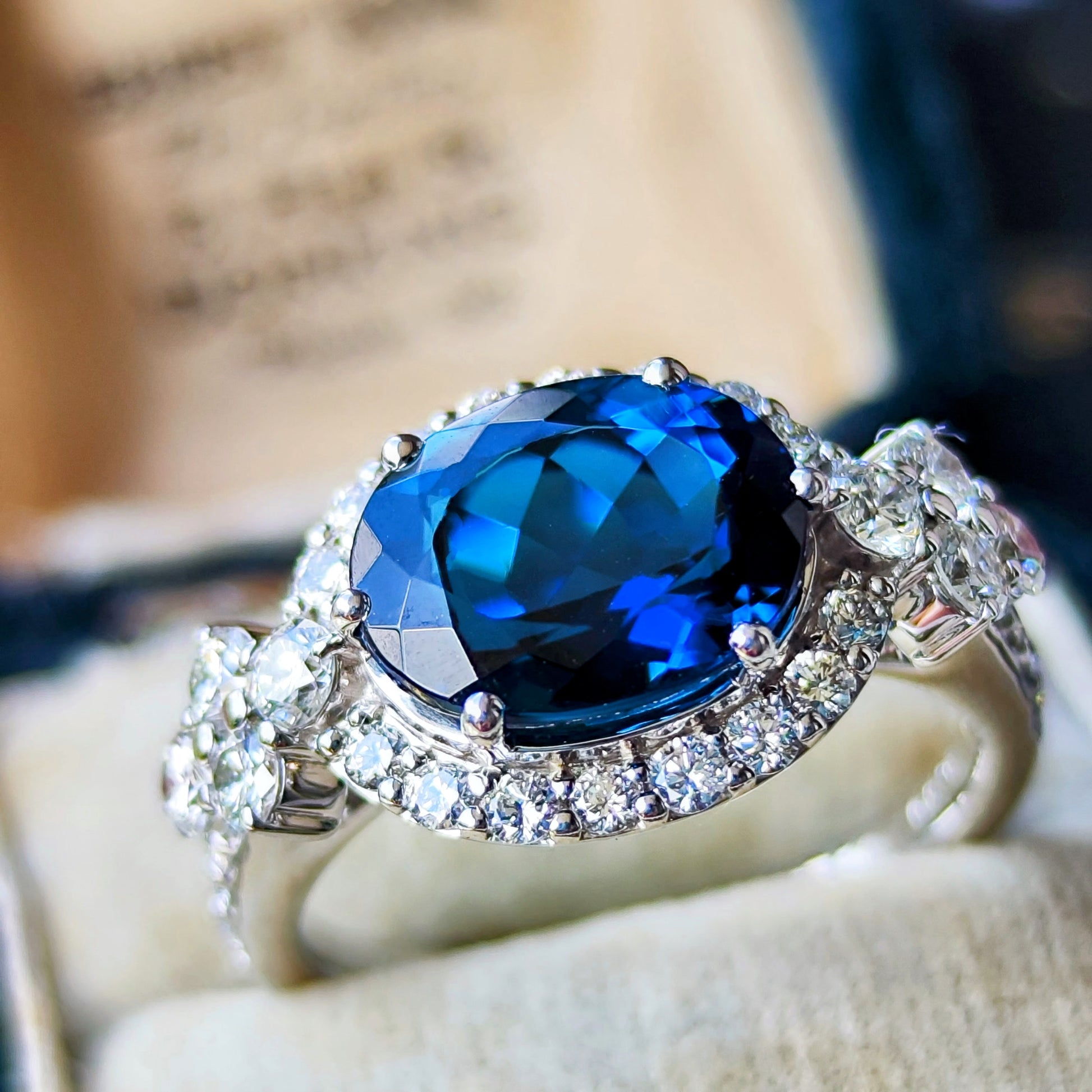 【大粒 3.35ct】天然インディゴライトトルマリン 天然ダイヤモンド 18金WG