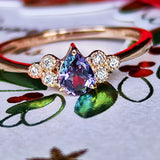 【アレキタイプ】天然カラーチェンジガーネット 天然ダイヤモンド リング