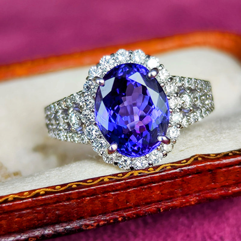 【大粒 3.29ct】天然タンザナイト 天然ダイヤモンド リング