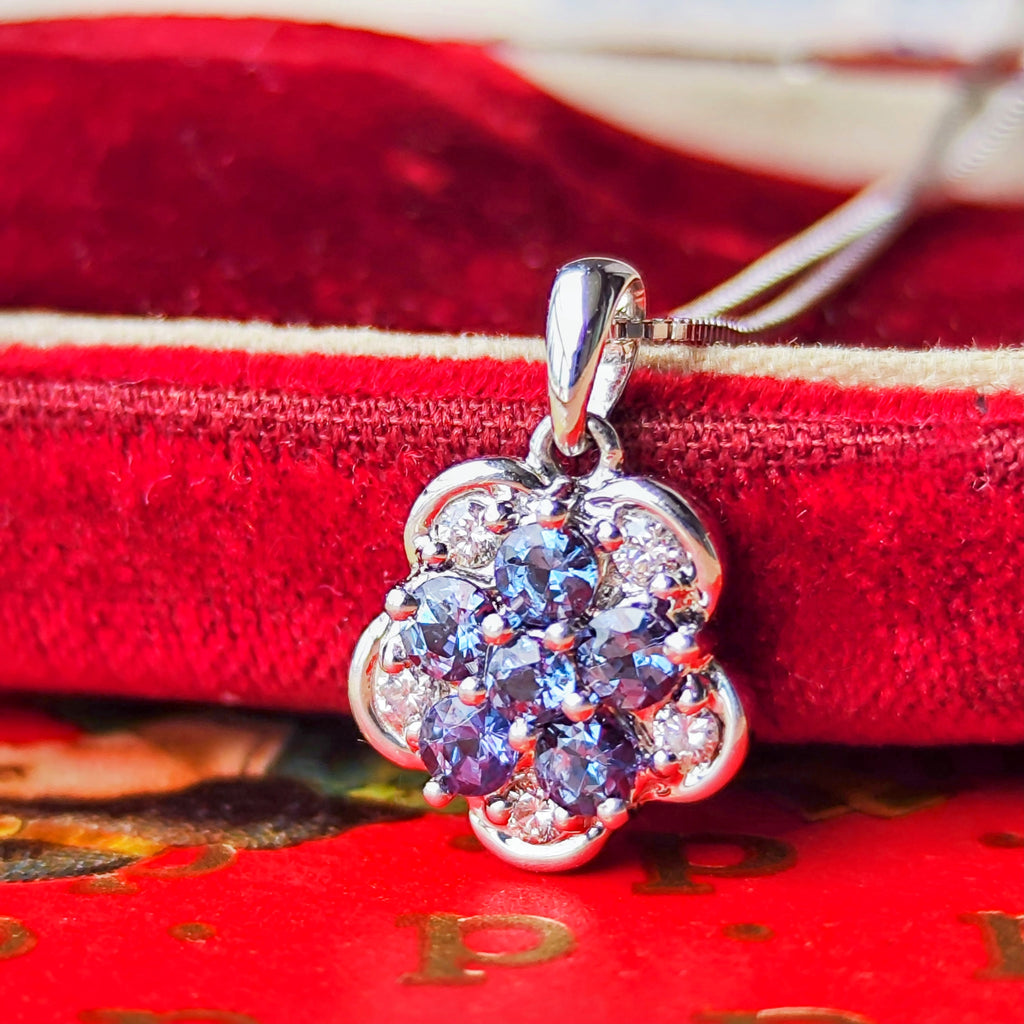 天然アレキサンドライト 0.35ct 天然ダイヤモンド ネックレス プラチナ