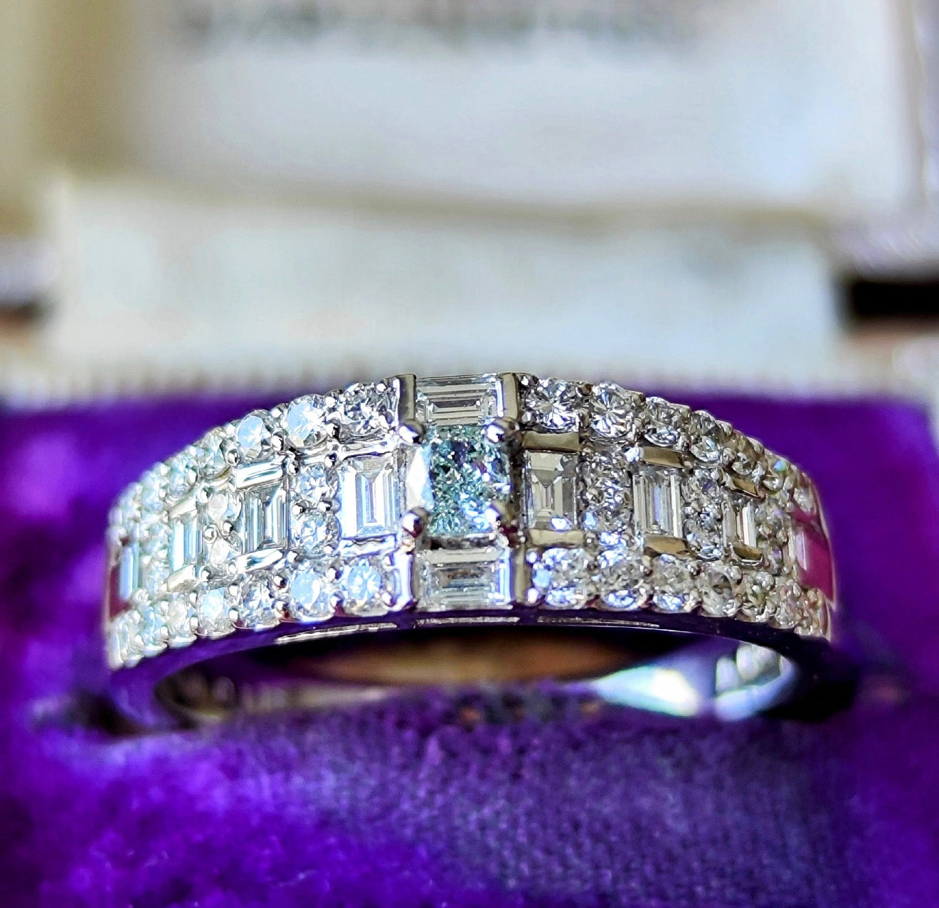 【ブルーダイヤ】FANCY GREEN BLUE SI2 0.115ct プラチナリング