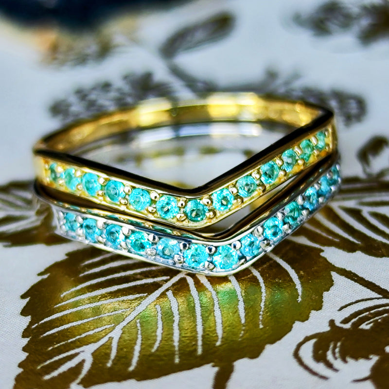 天然パライバトルマリン ハーフエタニティリング 18金