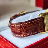 Cartier カルティエ マストタンク ヴェルメイユ ローマンダイヤル アイボリー クォーツ腕時計