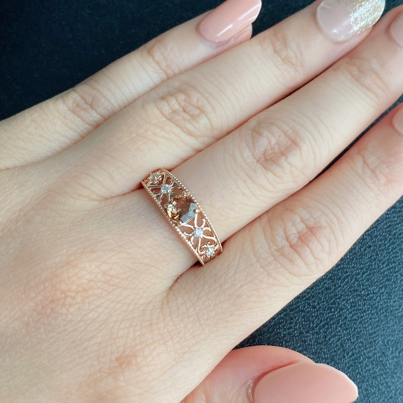 天然アンダリュサイト 天然ダイヤモンド 18金PGリング