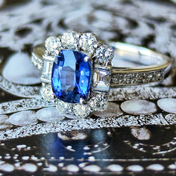 【コーンフラワー】天然ブルーサファイア 1.19ct 天然ダイヤモンド リング