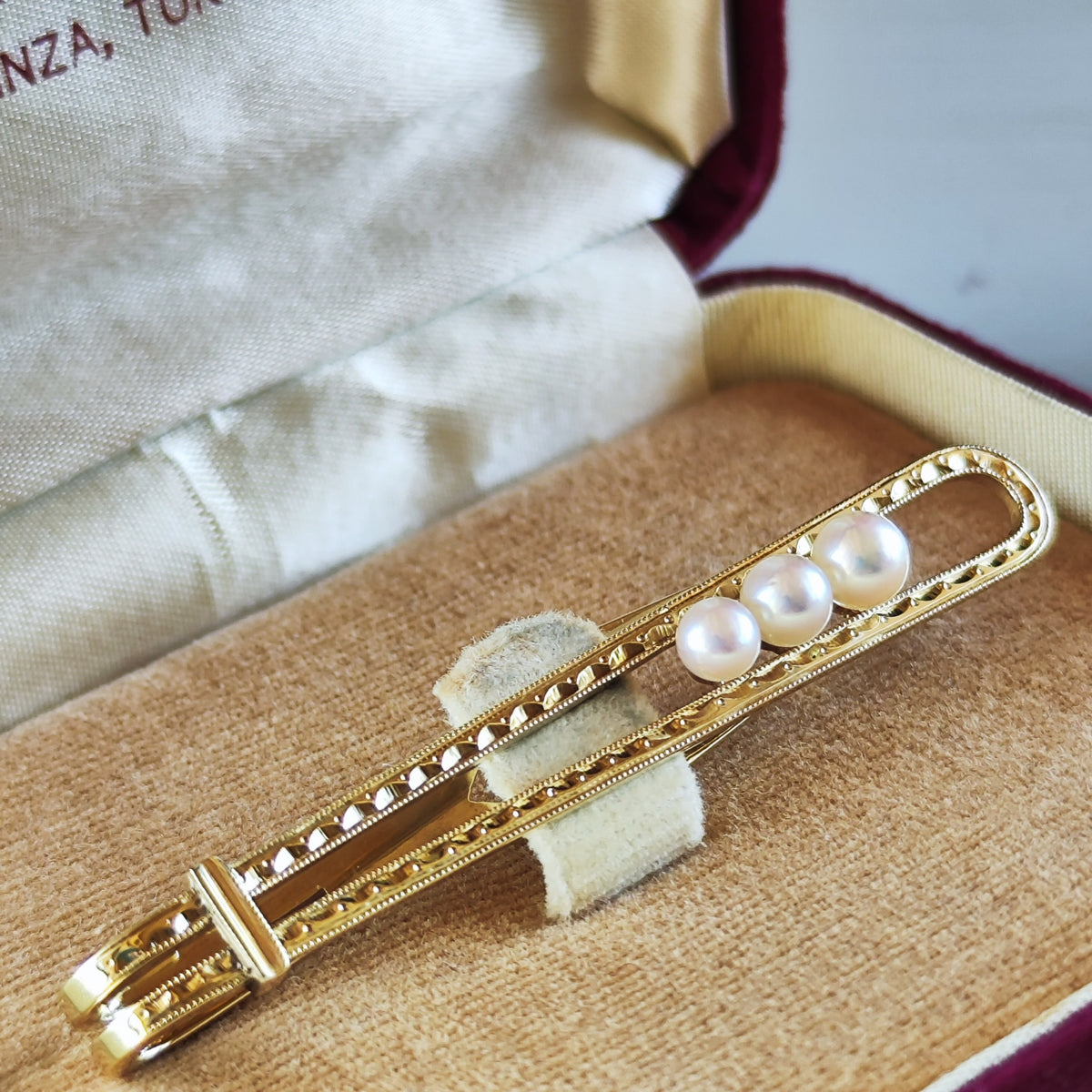 [Vintage MIKIMOTO] MIKIMOTO Akoya Pearl 14K Gold Tie Pin