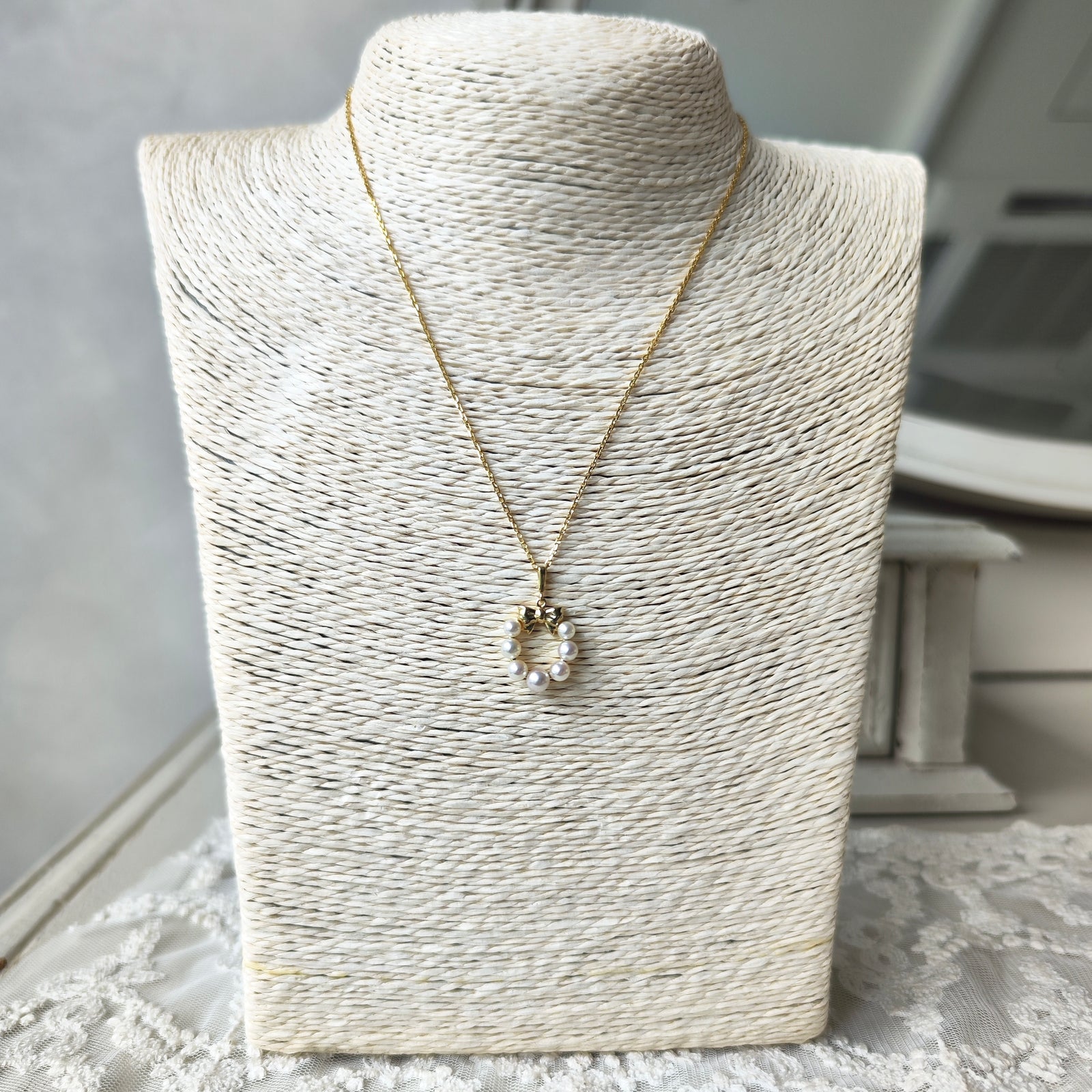 MIKIMOTO ミキモト あこや真珠 ベビーパール リボン ネックレス