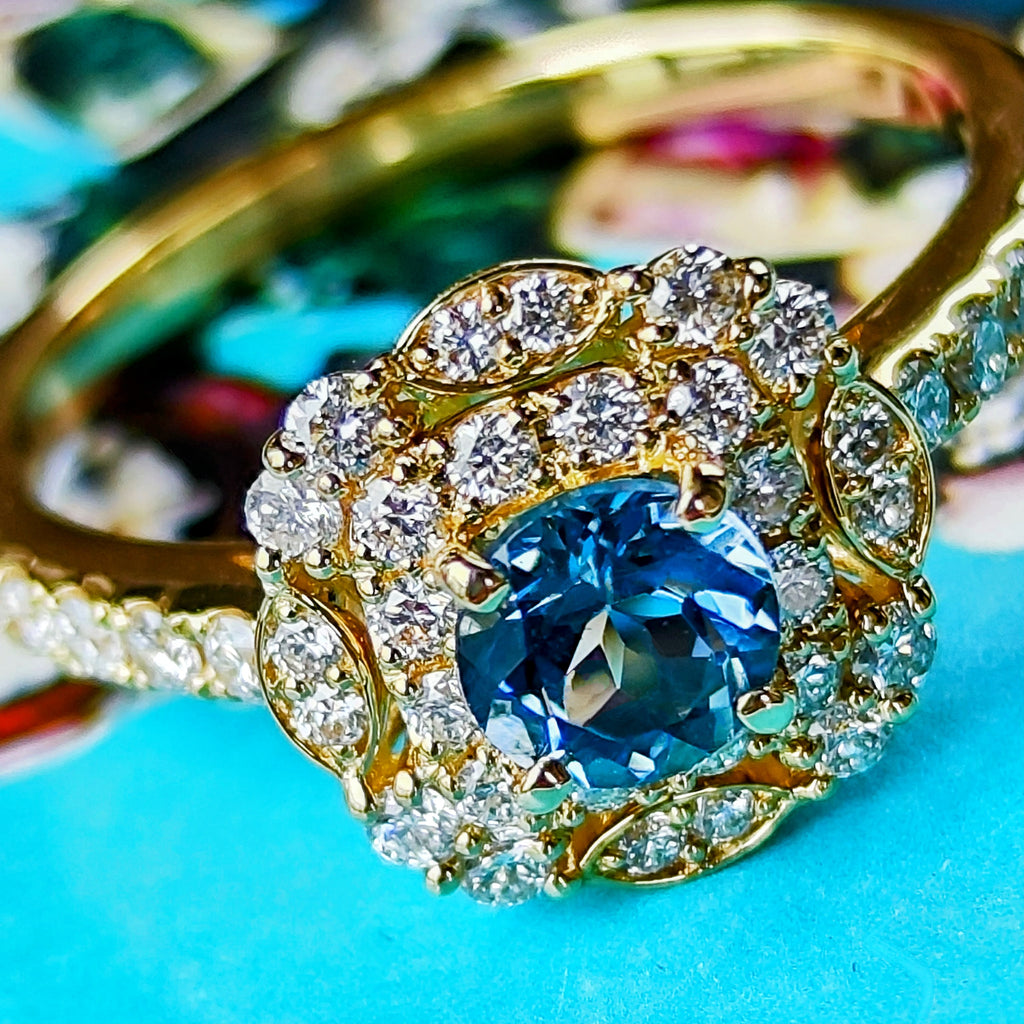 【サンタマリア】天然アクアマリン 0.45ct 天然ダイヤモンド リング