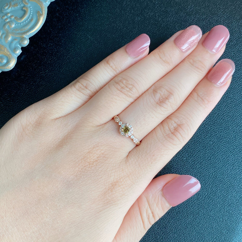 【カラーダイヤ】FANCY DARK BROWN GREENISH YELLOW  リング