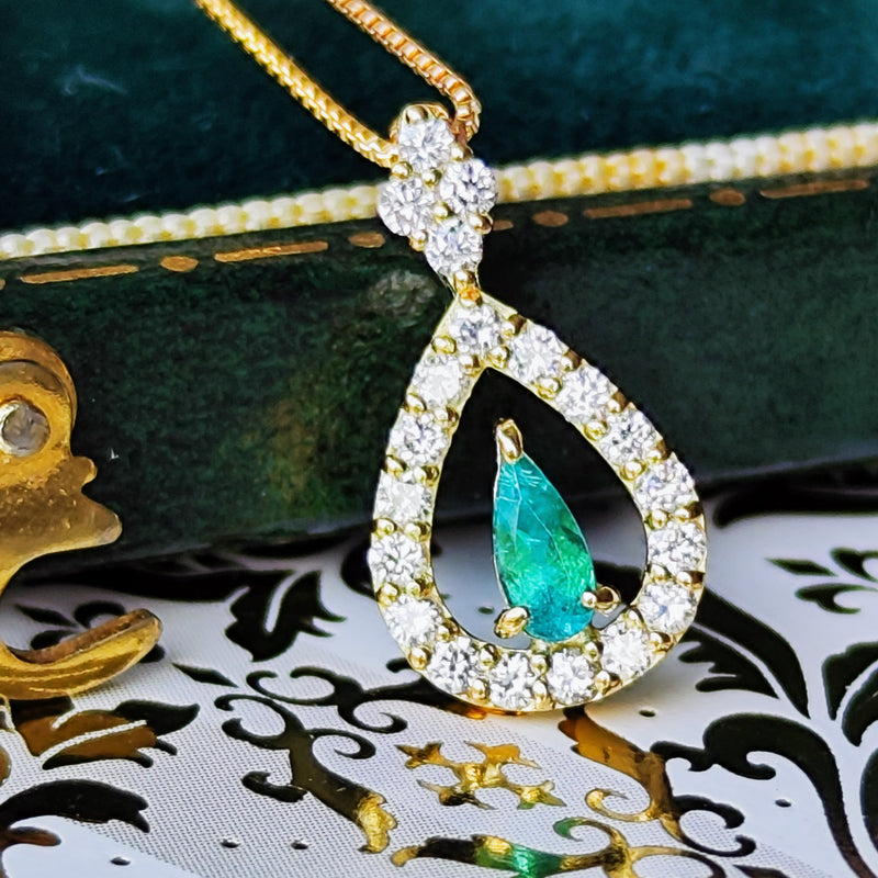 【ブラジル産 非加熱】天然パライバトルマリン 天然ダイヤモンド ネックレス