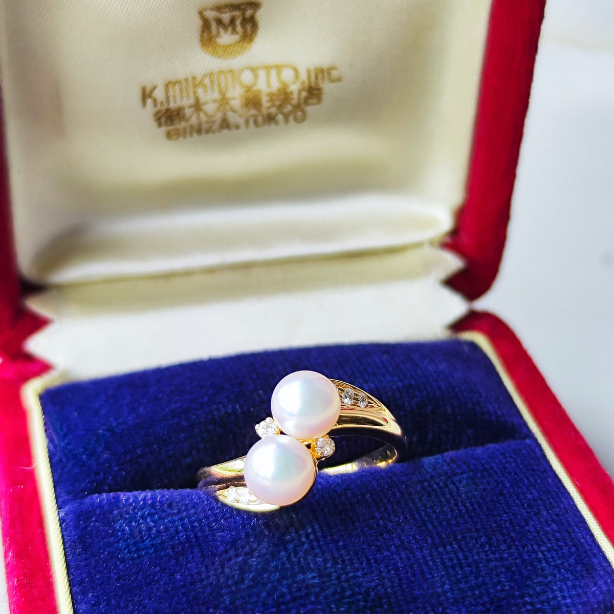 MIKIMOTO ミキモト あこや真珠 天然ダイヤモンド 18金リング