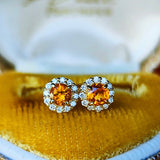 天然スぺサルティンガーネット 天然ダイヤモンド 18金ピアス