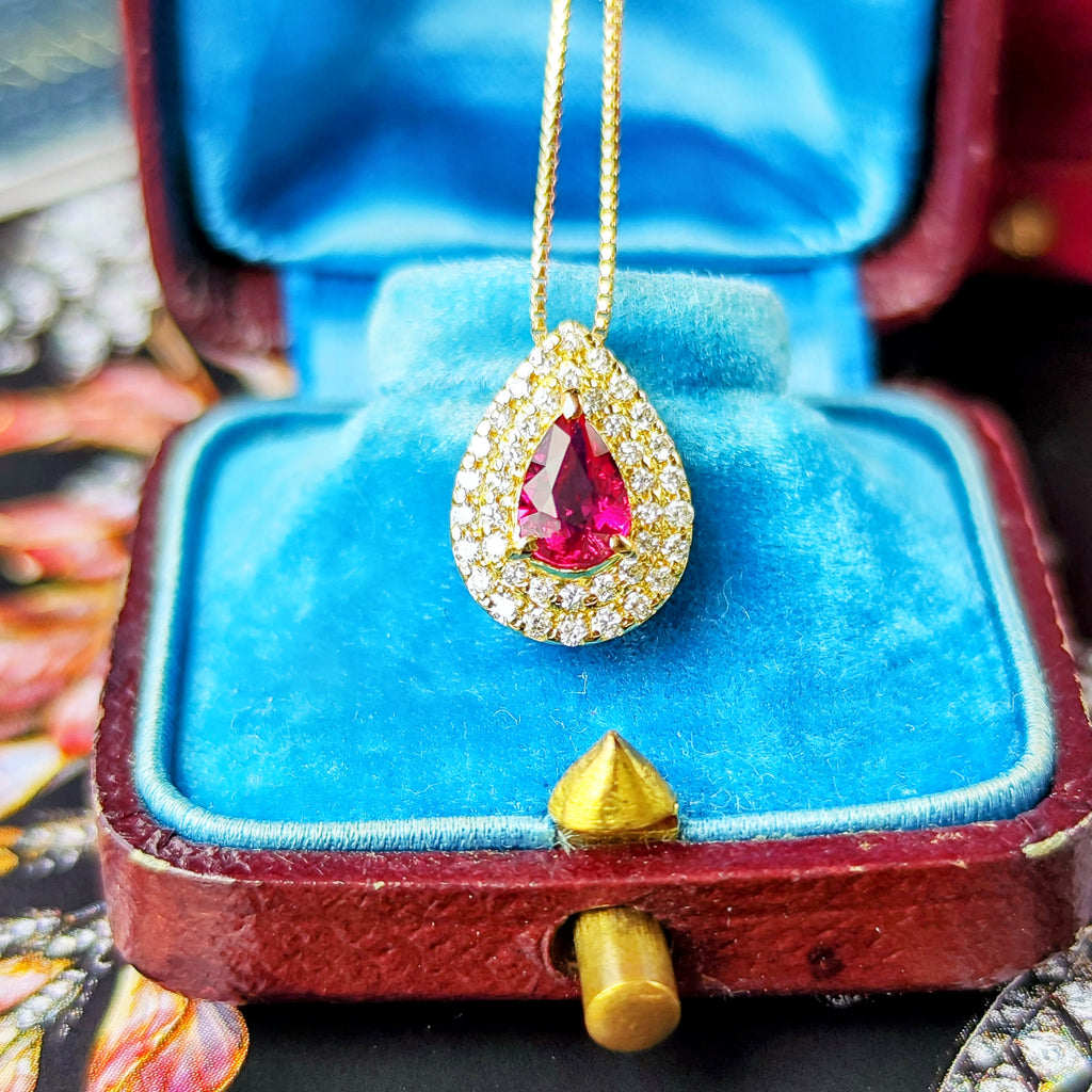【非加熱 ピジョンブラッド】天然ルビー 0.46ct 天然ダイヤモンド ネックレス