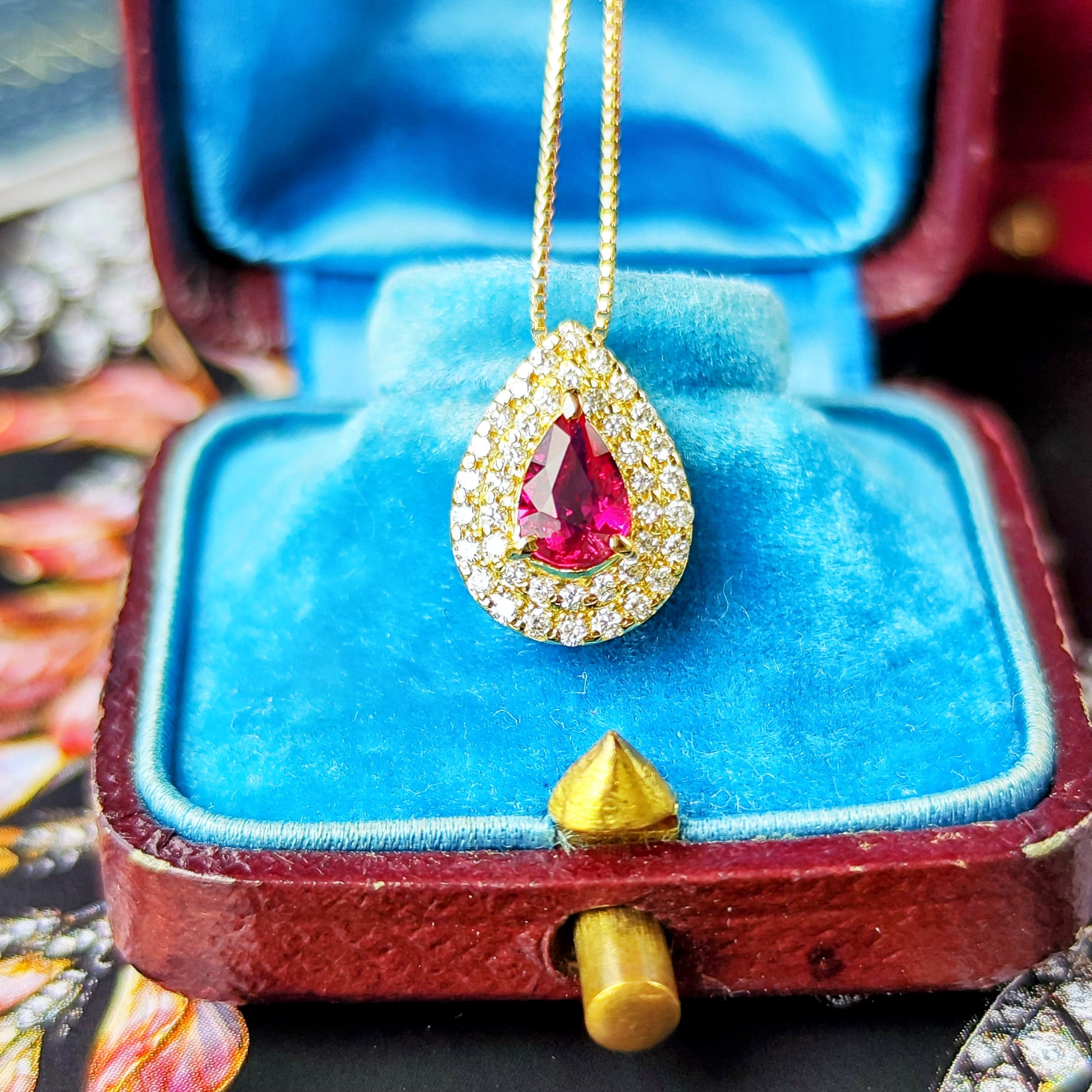 【非加熱 ピジョンブラッド】天然ルビー 0.46ct 天然ダイヤモンド ネックレス