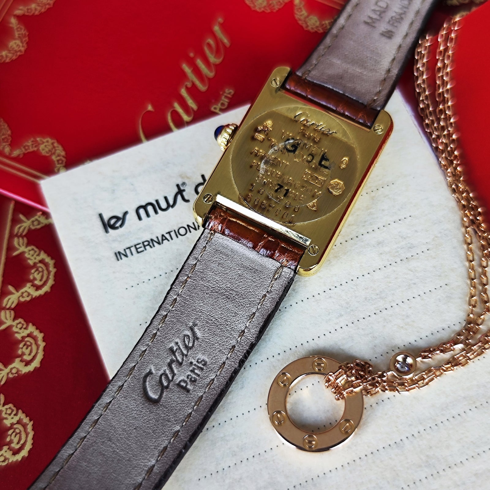 Cartier カルティエ　純正　タンクアメリカン　クロコ　替えベルト　尾錠付 Cartier】カルティエタンクアメリカン SM 18KWG 純正18KWG尾錠付き