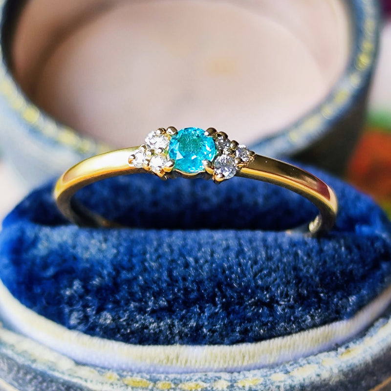 天然パライバトルマリン 天然ダイヤモンド リング