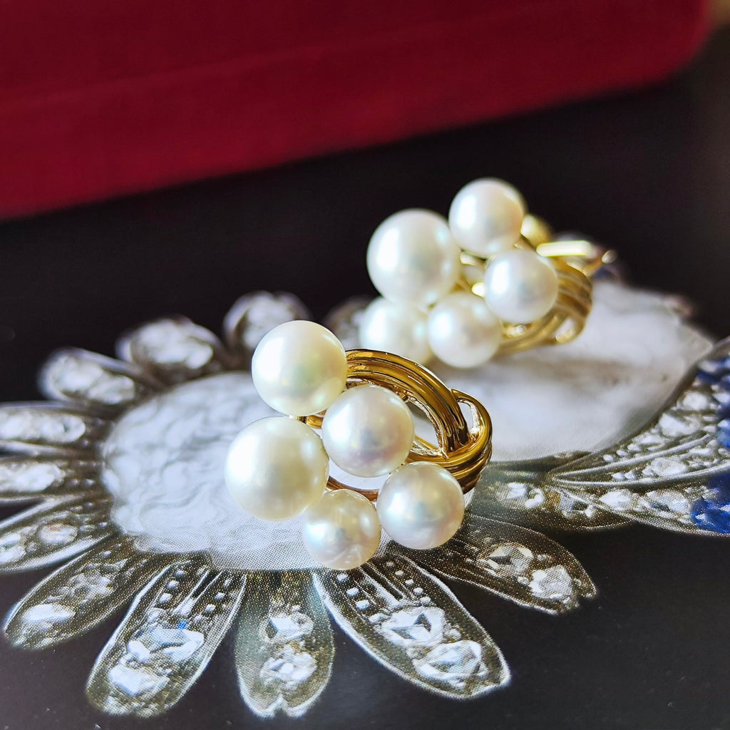 【オールドミキモト 】MIKIMOTO ミキモト あこや真珠 14金YG イヤリング