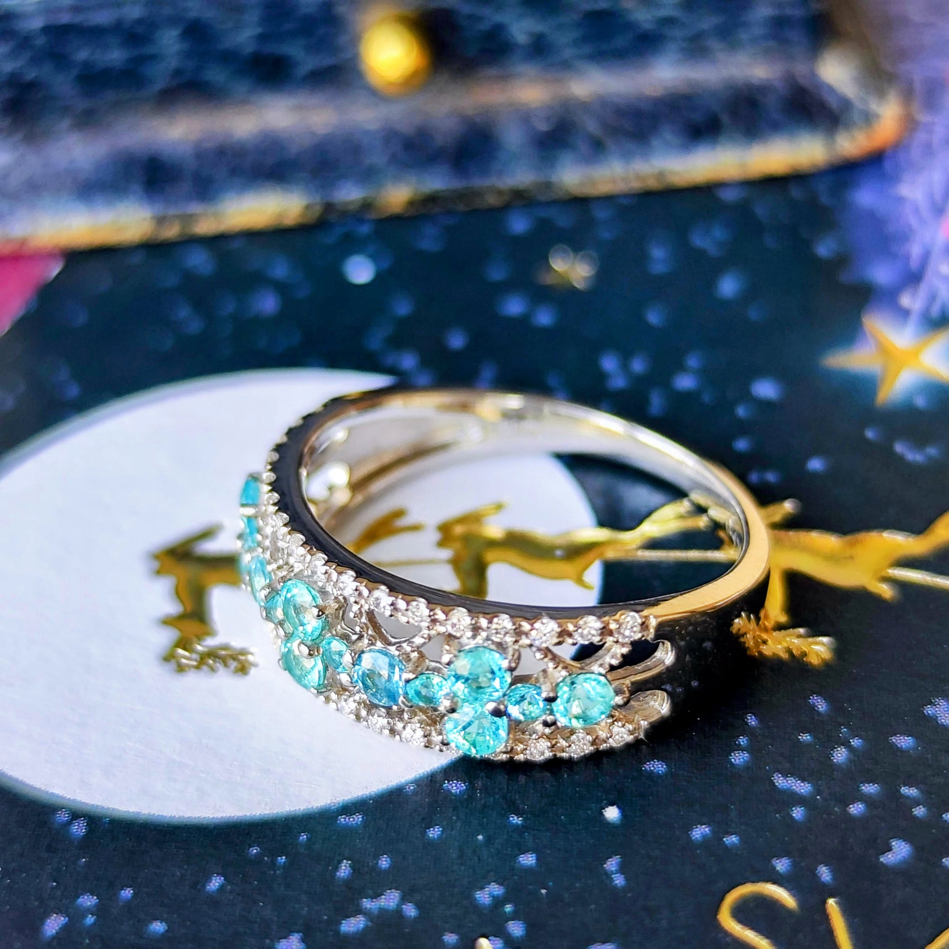 天然パライバトルマリン 天然ダイヤモンド プラチナリング