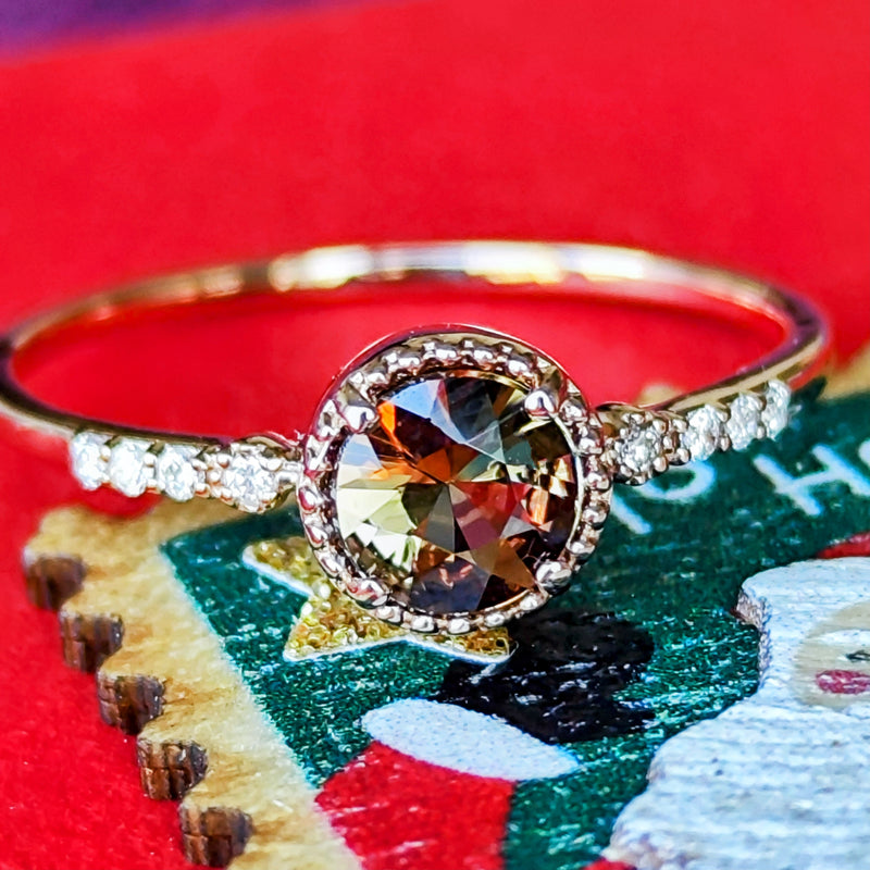 天然アンダリュサイト 天然ダイヤモンド リング