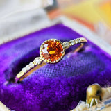 天然スペサルティンガーネット 天然ダイヤモンド 18金リング