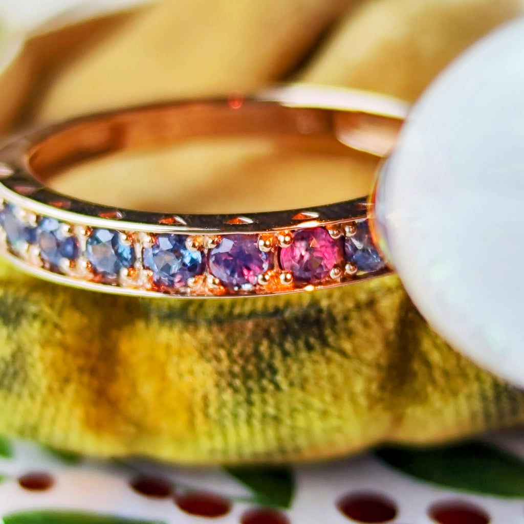 天然アレキサンドライト 0.65ct ハーフエタニティリング 18金PG ②