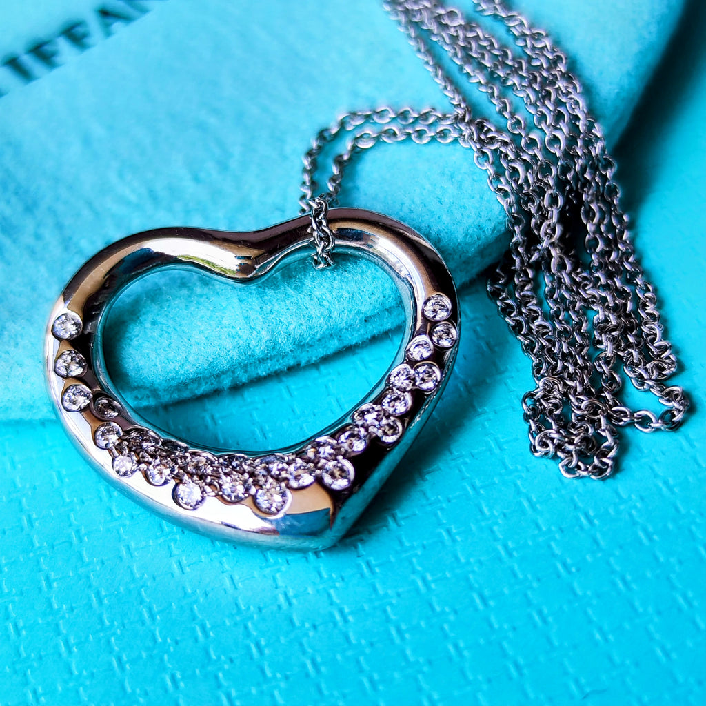 TIFFANY &Co ティファニー オープンハート ダイヤモンド プラチナ ネックレス