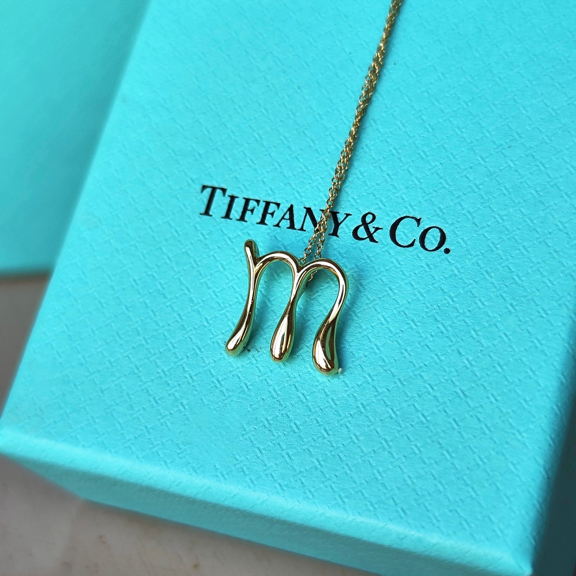 TIFFANY &Co ティファニー レター「M」ネックレス 18金YG