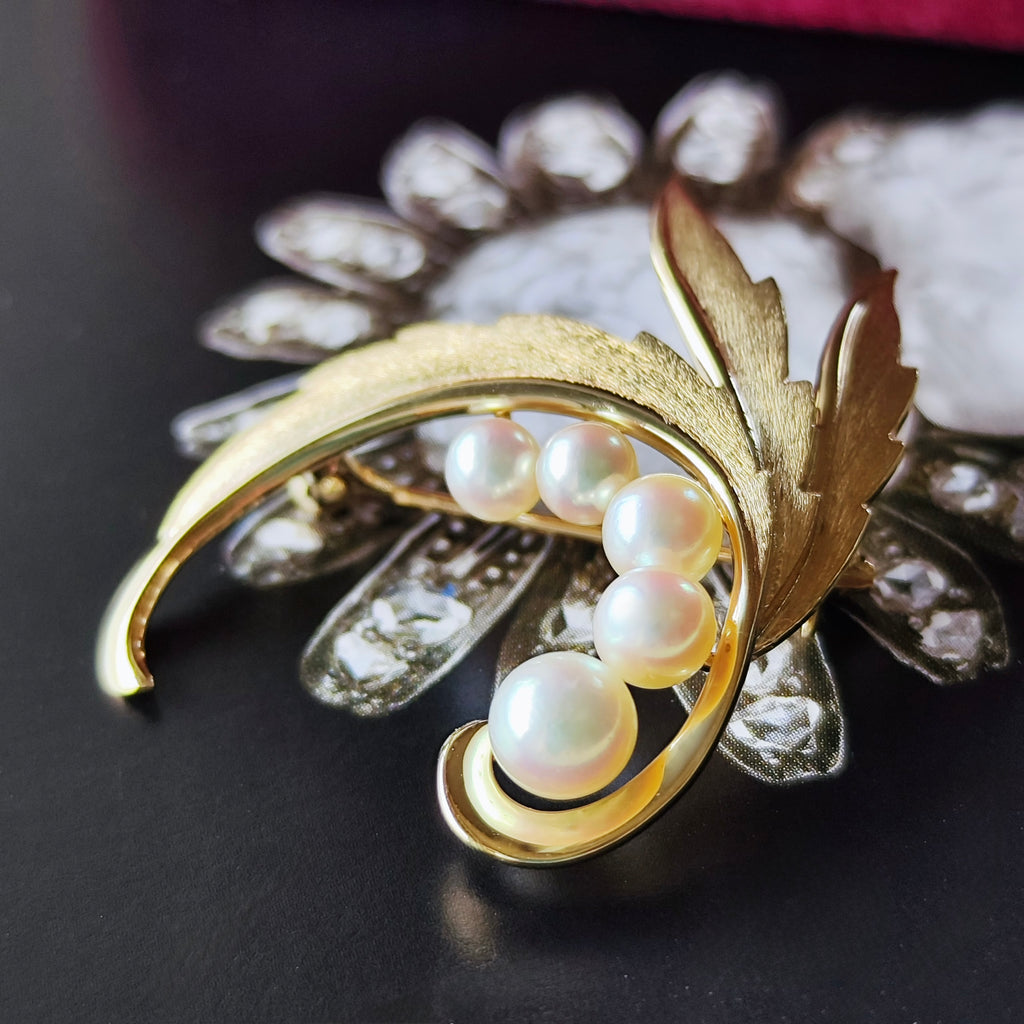 【オールドミキモト 】MIKIMOTO ミキモト あこや真珠 14金 ブローチ ④