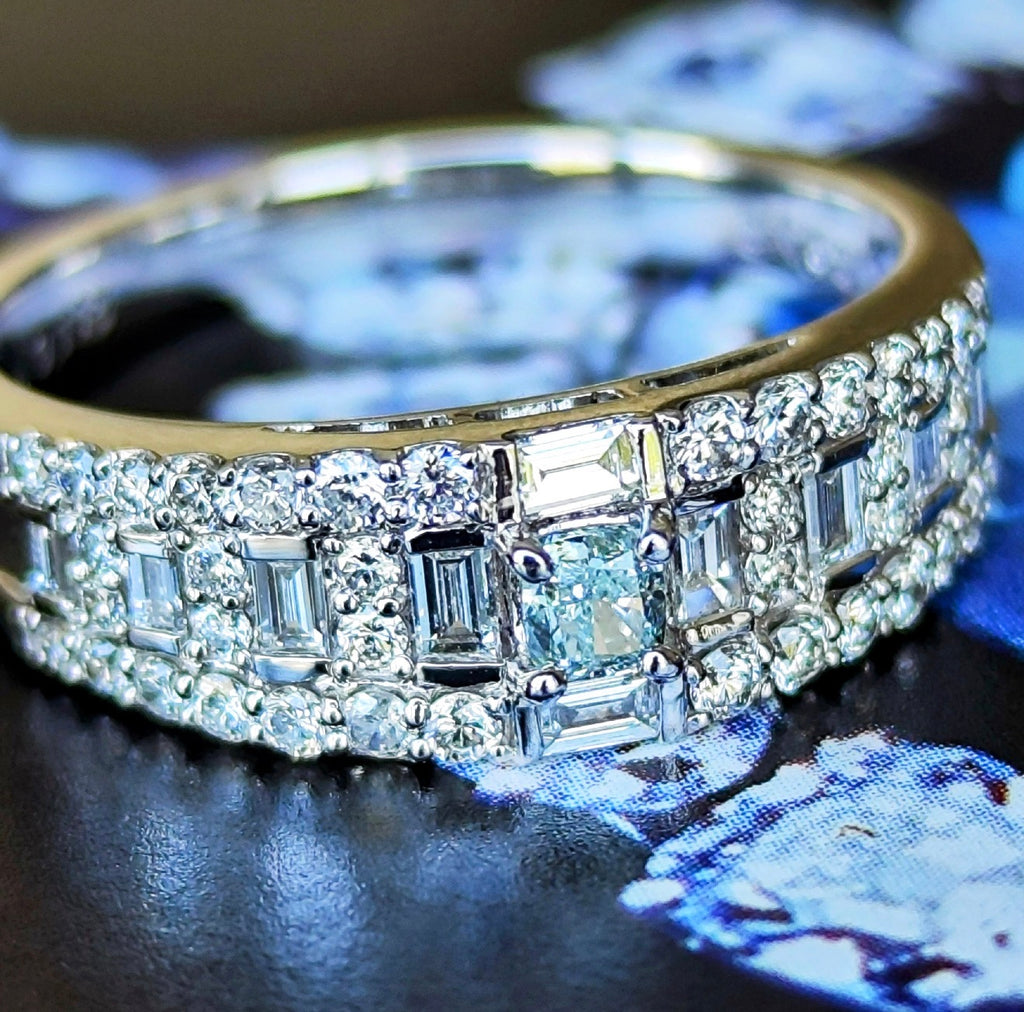 【ブルーダイヤ】FANCY GREEN BLUE SI2 0.115ct プラチナリング