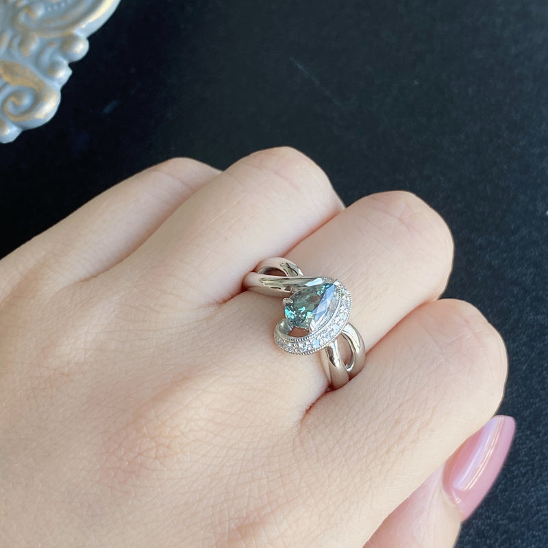 大粒 0.82ct】天然アレキサンドライト 天然ダイヤモンド リング