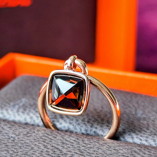 HERMES エルメス スモーキークォーツ 18金PG リング