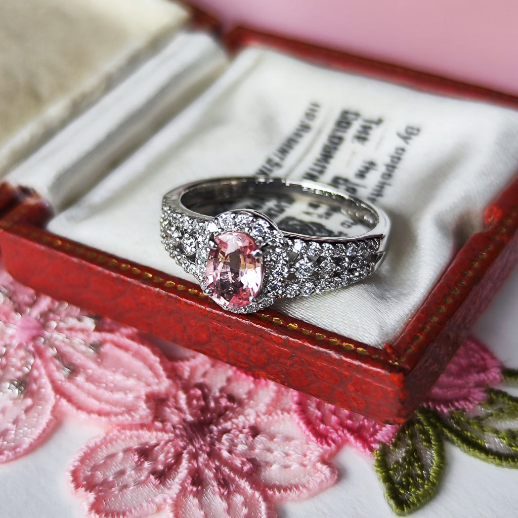 【非加熱 GIA】天然パパラチアサファイア 0.77ct 天然ダイヤモンド リング