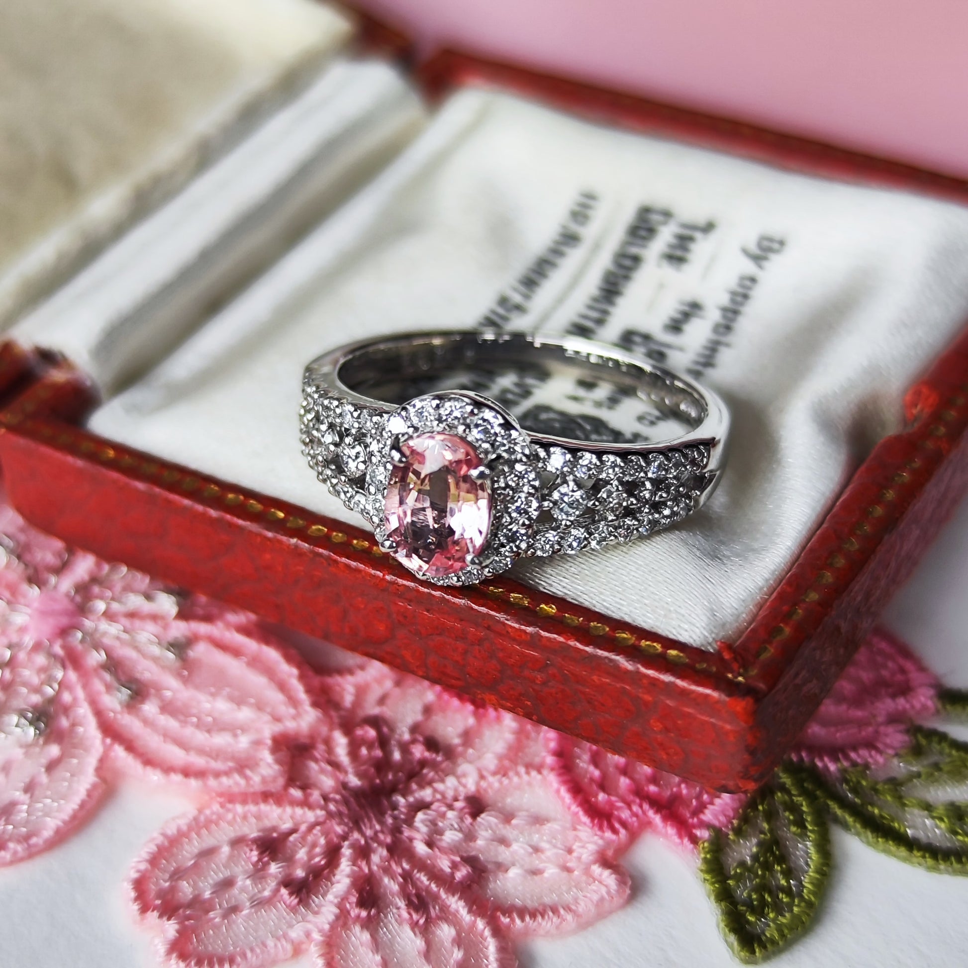 【非加熱 GIA】天然パパラチアサファイア 0.77ct 天然ダイヤモンド リング