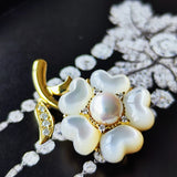 MIKIMOTO ミキモト シェル あこや真珠 ダイヤモンド ブローチ ペンダントトップ