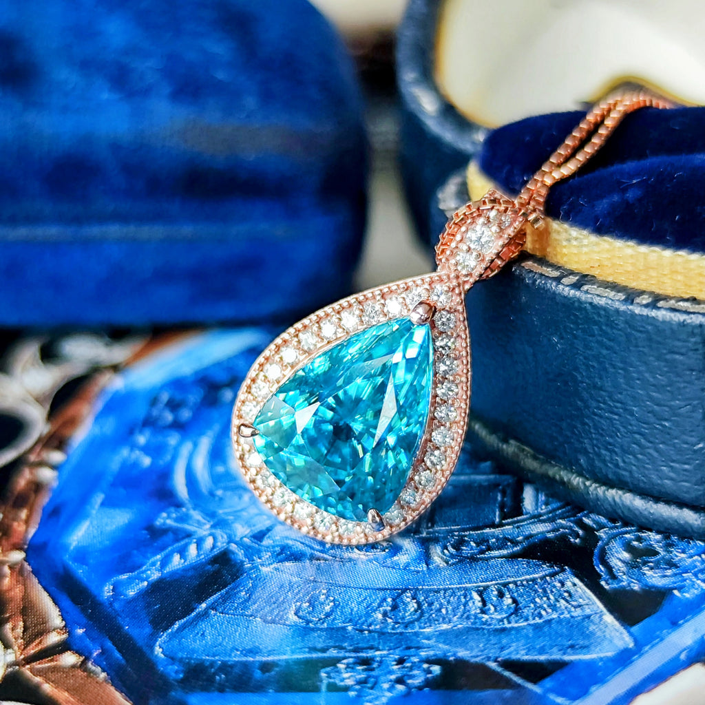 【大粒 7.58ct】天然ジルコン 天然ダイヤモンド ネックレス 18金PG