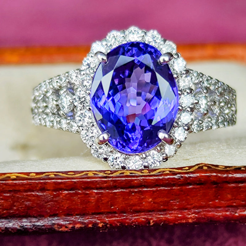 【大粒 3.29ct】天然タンザナイト 天然ダイヤモンド リング