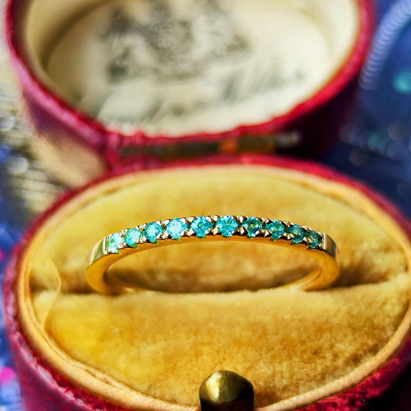 天然パライバトルマリン ハーフエタニティリング 18金 – Mico宝飾店