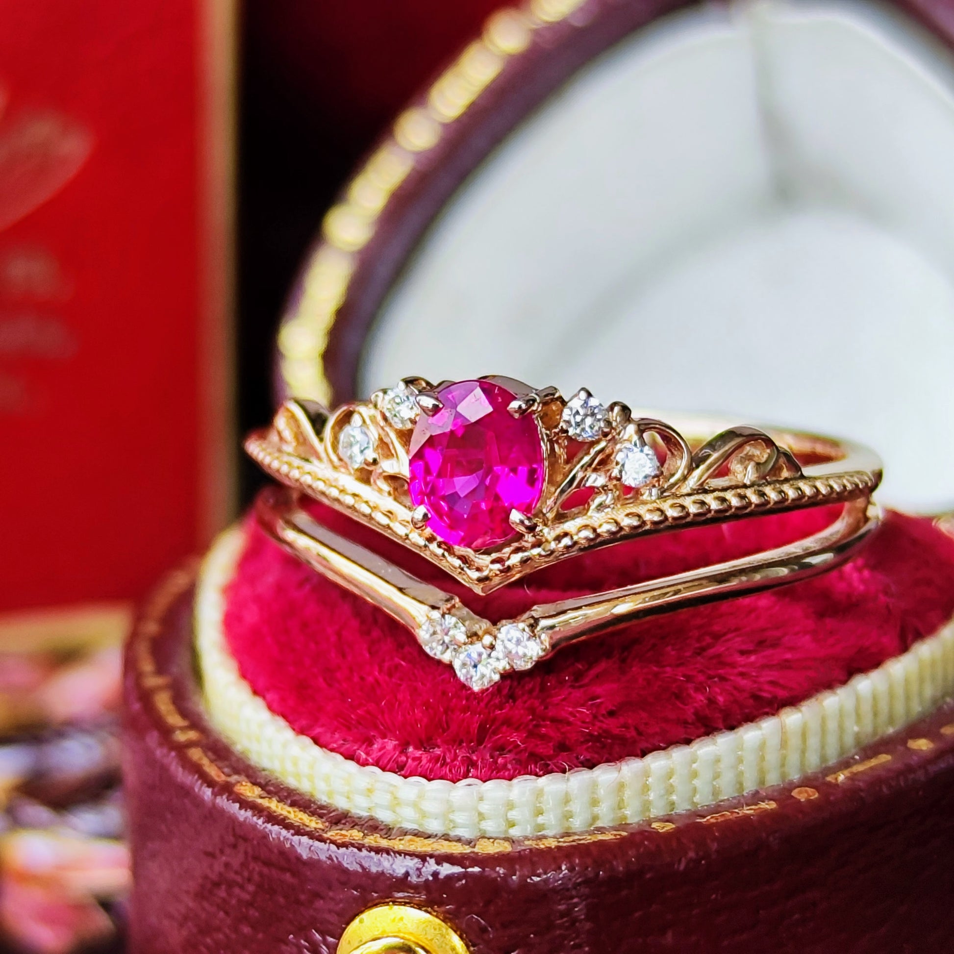 【ビルマ産ルビー】天然ルビー 0.407ct 天然ダイヤモンド