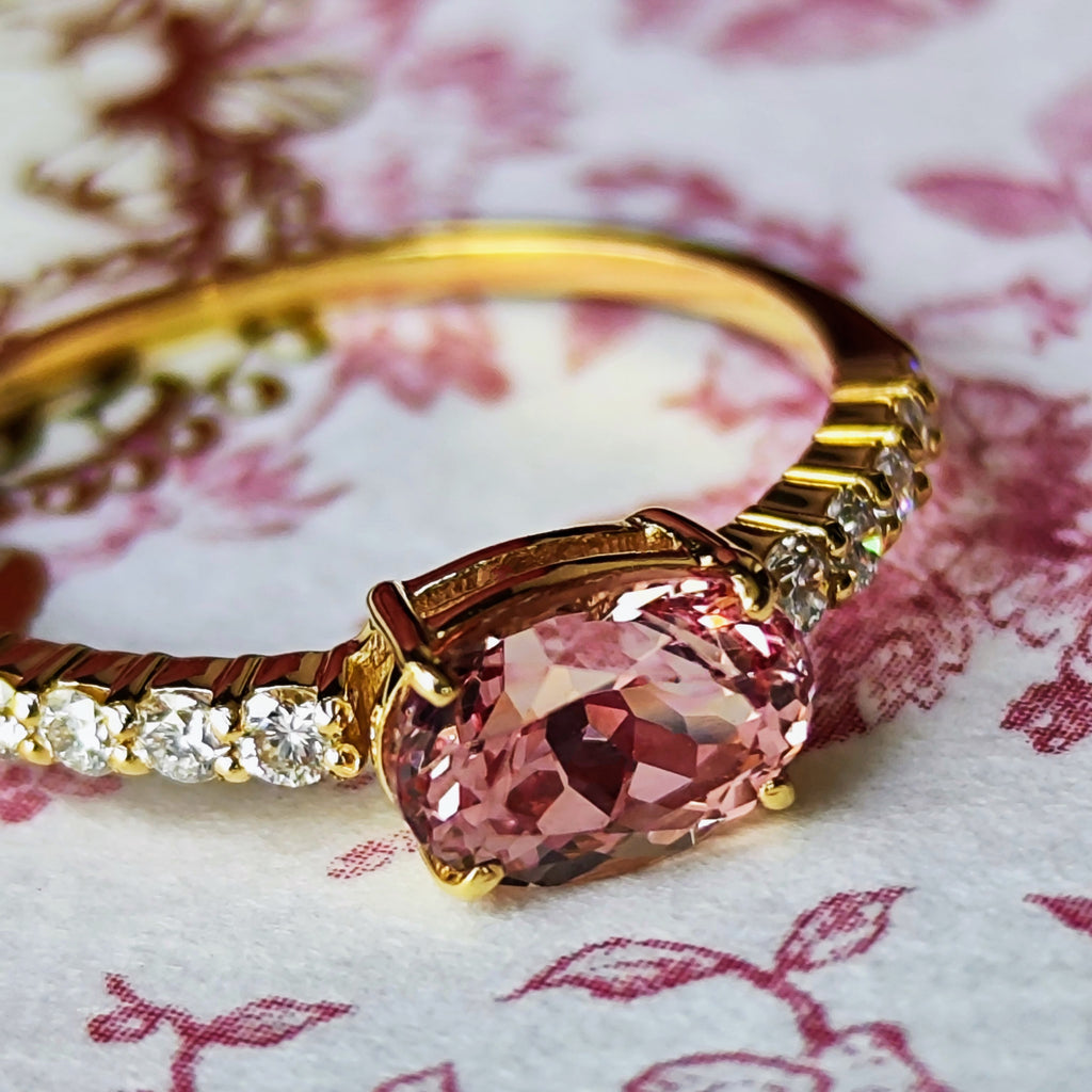 天然マラヤガーネット 1.18ct 天然ダイヤモンド リング