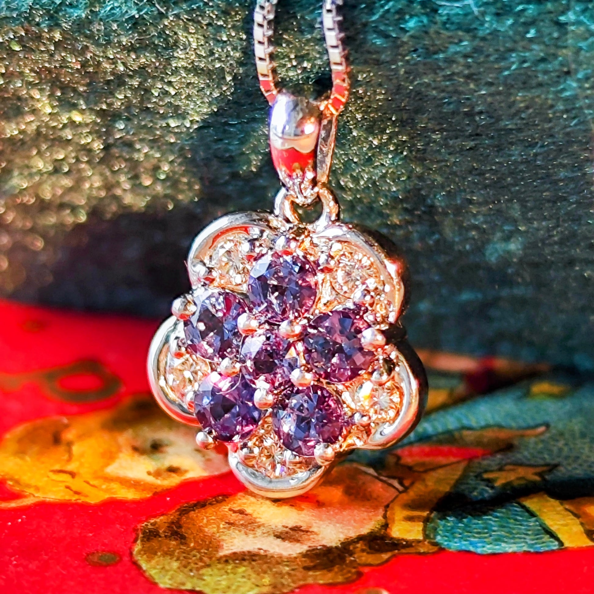 天然アレキサンドライト 0.35ct 天然ダイヤモンド ネックレス プラチナ