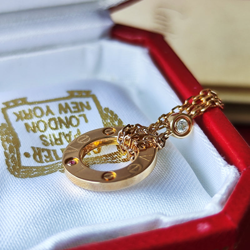 Cartier カルティエ ラブサークル ネックレス ダイヤモンド ピンクサファイア