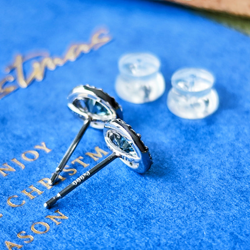 【カンチャナブリ産】天然サファイア 天然ダイヤモンド ピアス