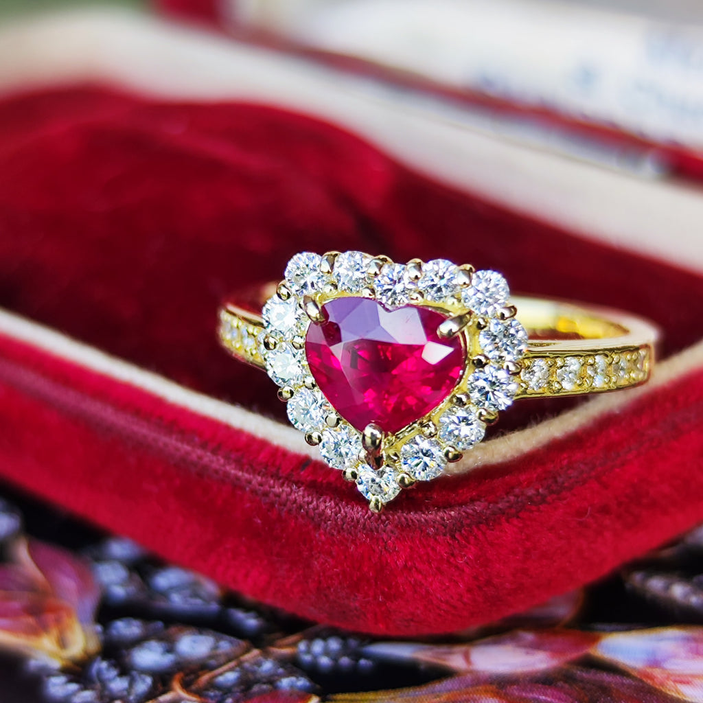 【ビルマ産ルビー】天然ルビー 1.09ct 天然ダイヤモンド リング