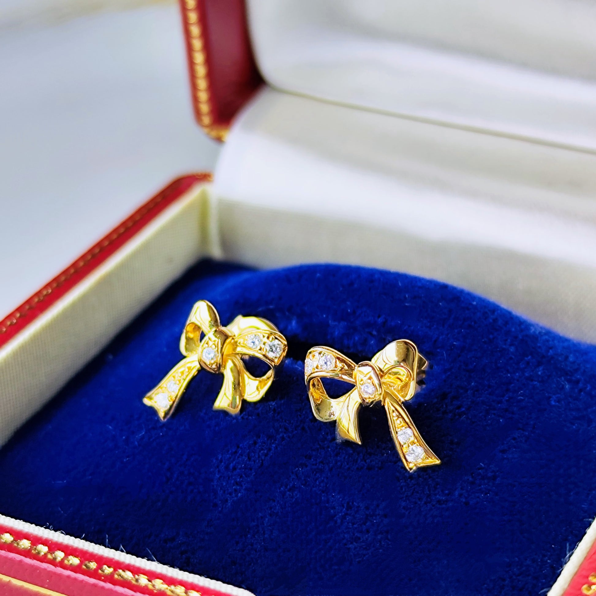 MIKIMOTO ミキモト リボンモチーフ ダイヤモンド ピアス